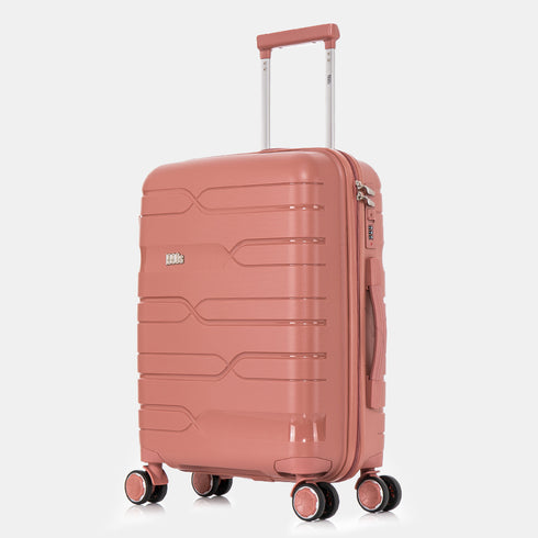 Maleta de cabina 55x38x22 cm (44L) Polipropileno - Candado Incrustado - 20 Pulgadas - Rosa dorado - Bass
