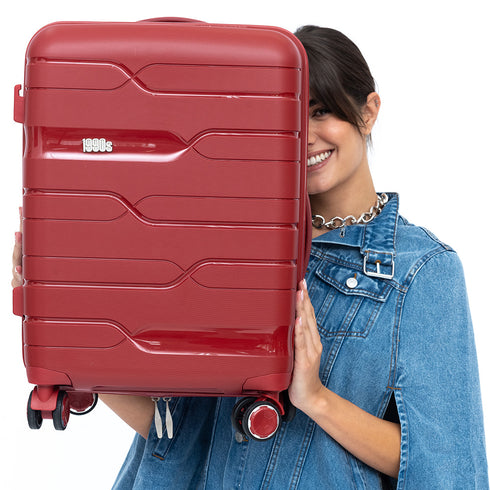 Maleta de cabina 55x38x22 cm (44L) Polipropileno - Candado Incrustado - 20 Pulgadas - Burdeos - Bass