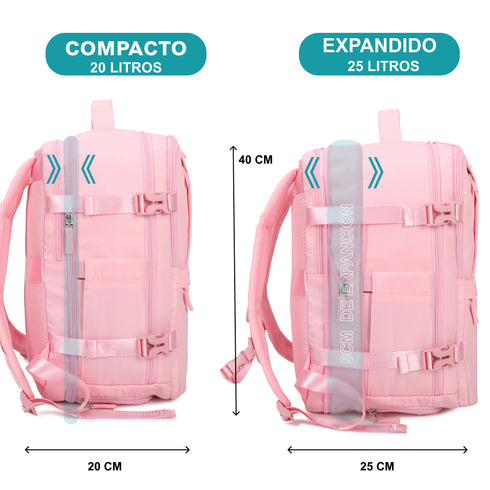 1990s Mochila de viaje cabina expandible para Ryanair 40x25x20-25cm,con bolsa de zapatillas,mochila casual
