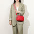 Bolso bandolera mujer pequeño de cuero PU tres compartimentos y dos bandoleras, bolso mensajero para cruzar polipiel regalo original para mujer - Rojo