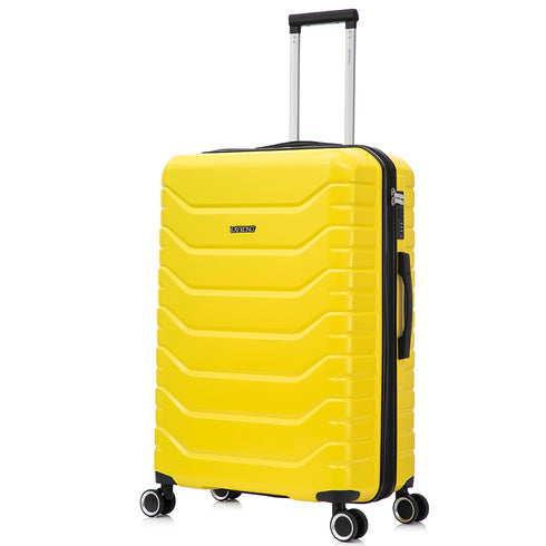 RAYKONG Maleta Grande Expandible ABS+Policarbonato 75x49x31cm - 33.50cm Extendido | 114L - 123L | 28 Pulgadas | 25kg semirígidas candado combinación - Amarillo