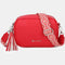 Bolso bandolera mujer pequeño de cuero PU con dos bandoleras bolso mensajero para cruzar PU - Rojo