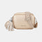 Bolso bandolera mujer pequeño de cuero PU dos compartimentos y dos bandoleras, bolso mensajero para cruzar polipiel regalo original para mujer - Dorado