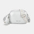 Bolso bandolera mujer pequeño de cuero PU dos compartimentos y dos bandoleras, bolso mensajero para cruzar polipiel regalo original para mujer - Plata