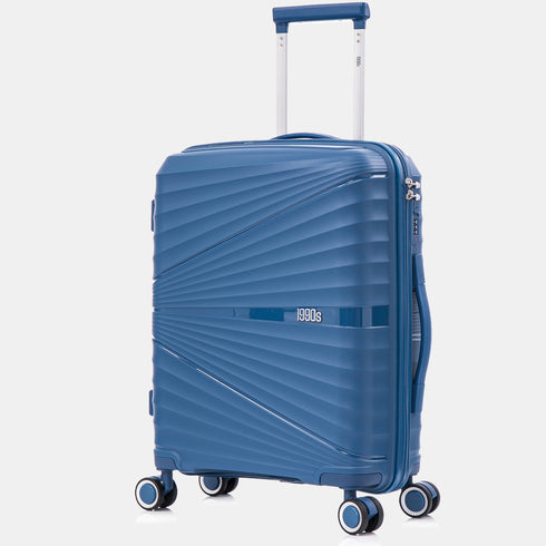 Mala de cabine 55x39x21.5 cm (46L) Polipropileno - Cadeado Embutido - 20 Polegadas - Azul-marinho - Chocolate