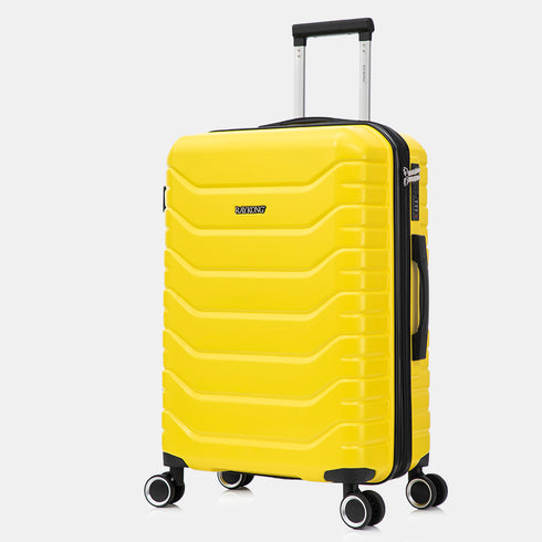 RAYKONG Mala Média Expansível ABS+Policarbonato 66x45x27.50cm - 30cm Expandido | 82L - 90L | 24 Polegadas | 23kg semirrígida cadeado de combinação - Amarelo
