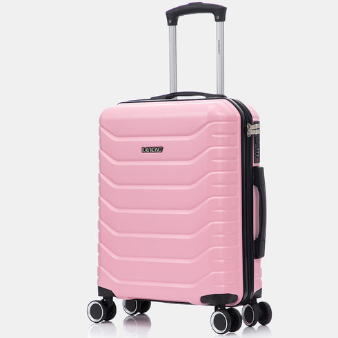 RAYKONG Mala de Cabine 55x40x20cm Policarbonato (40L) semirrígida Trolley Pequeno Bagagem de Mão 4 Rodas giratórias a 360º Fecho Numérico-Rosa