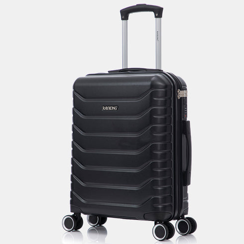 RAYKONG Mala de Cabine 55x40x20cm Policarbonato (40L) Semirrígida Trolley Pequena Bagagem de Mão 4 Rodas Rotativas a 360º Fecho Numérico-Preto