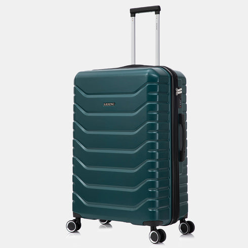 RAYKONG Maleta Grande Expandible ABS+Policarbonato 75x49x31cm - 33.50cm Extendido | 114L - 123L | 28 Pulgadas | 25kg semirígidas candado combinación - Verde