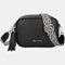 Bolso bandolera mujer pequeño de cuero PU con dos bandoleras bolso mensajero para cruzar PU - Negro