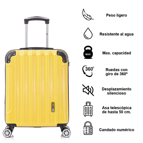 Maleta Cabina 55x40x20cm Policarbonato (44L) - 20 Pulgadas - Amarillo