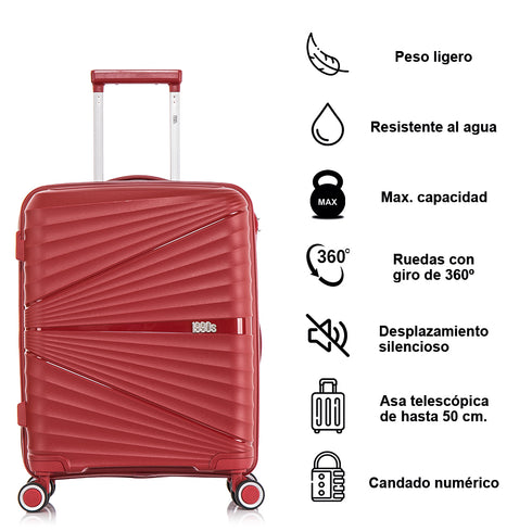 1990s Maleta Mediana extensible 65cm de Polipropileno Choco Rojo