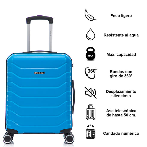 Raykong Juego de maletas 3 piezas | Maleta Cabina 55cm | Mediana Expansible 65cm | Grande Expansible 75cm - Watt (Turquesa)