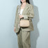 Bolso bandolera mujer pequeño de cuero PU con dos bandoleras bolso mensajero para cruzar PU - Taupe