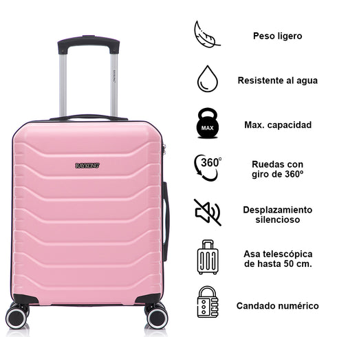 RAYKONG Maleta de Cabina 55x40x20cm Policarbonato (40L) semirígida Trolley pequeño Equipaje de Mano 4 Ruedas giratorios a 360º Cierre numérico-Rosa