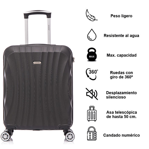 Raykong Maleta Cabina ABS 55x40x20cm (44L) - 20 Pulgadas Negro - Waves