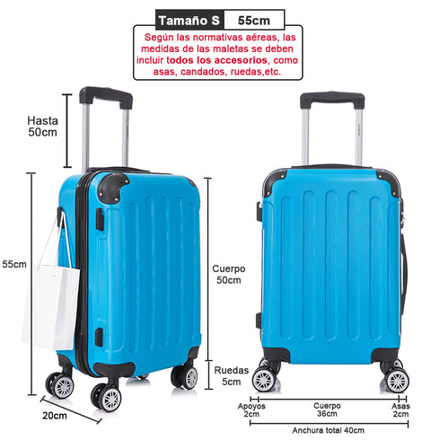 Maleta Cabina ABS 55x40x20cm 44L - 20 Pulgadas Turquesa - Marina