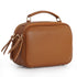 Bolso de bandolera de piel con asa de mano doble cremallera Marrón Elsa