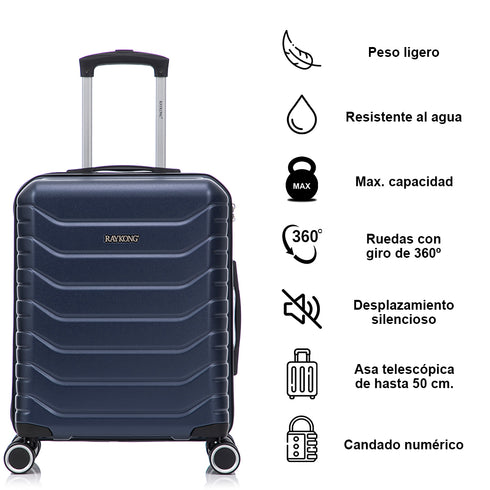 Raykong Juego de maletas 3 piezas | Maleta Cabina 55cm | Mediana Expansible 65cm | Grande Expansible 75cm - Watt (Navy)