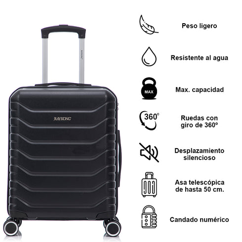Raykong Juego de maletas 3 piezas | Maleta Cabina 55cm | Mediana Expansible 65cm | Grande Expansible 75cm - Watt (Negro)