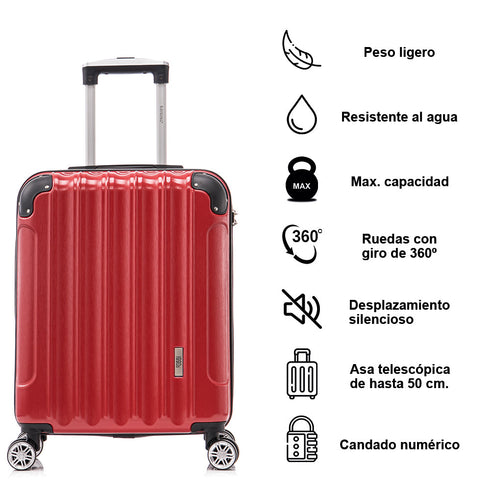 Maleta Cabina 55x40x20cm Policarbonato (44L) - 20 Pulgadas - Rojo