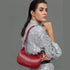 Bolso de hombro para mujer de piel saffiano con bandolera larga rojo Maribel