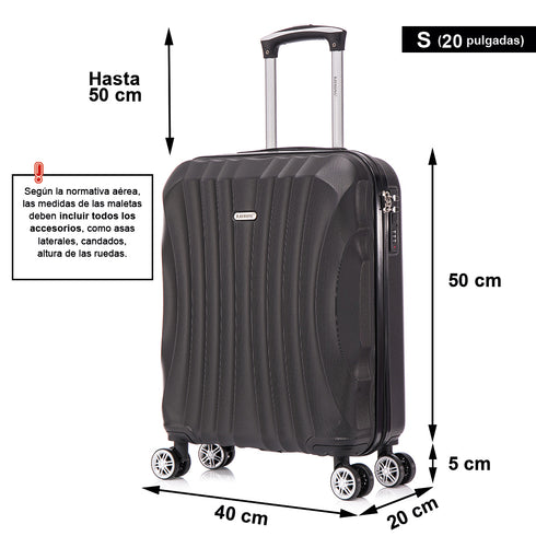 Raykong Maleta Cabina ABS 55x40x20cm (44L) - 20 Pulgadas Negro - Waves