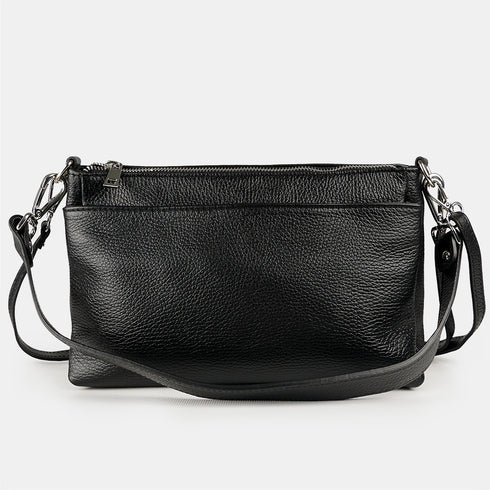 Bolso bandolera de piel para mujer con asa corta negro Martina
