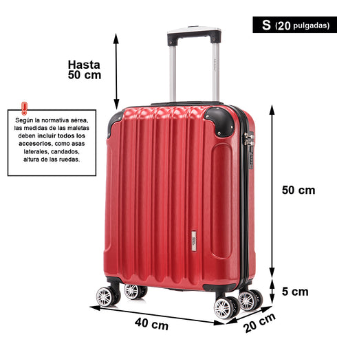 Maleta Cabina 55x40x20cm Policarbonato (44L) - 20 Pulgadas - Burdeos