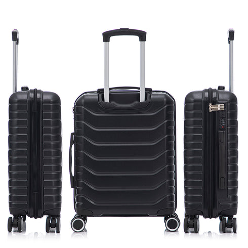 Conjunto de 4 Maletas ABS+PC|Neceser 29cm|Cabina 55x40x20cm|Mediana Expandible 20kg-23kg - 66x45x27.50-30cm|Grande Expandible 23kg-25kg - 75x49x31-33.50cm | Negro