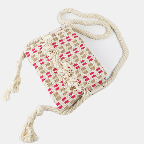 Bolso de rafia trenzado para mujer fucsia Eugenia