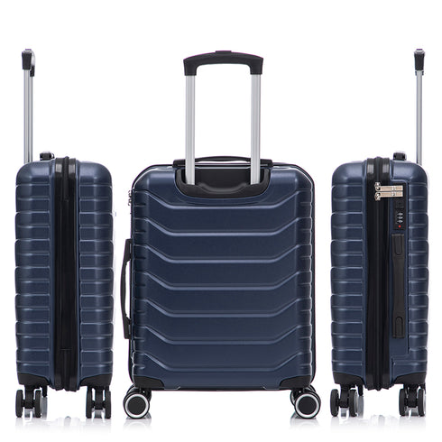 Conjunto de 4 Maletas ABS+PC|Neceser 29cm|Cabina 55x40x20cm|Mediana Expandible 20kg-23kg - 66x45x27.50-30cm|Grande Expandible 23kg-25kg - 75x49x31-33.50cm | AzulMarino