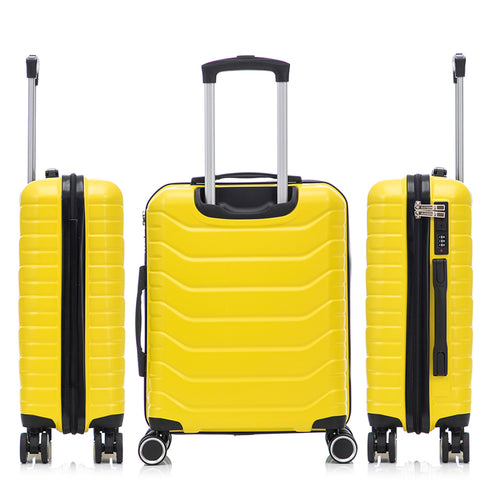 RAYKONG Maleta Grande Expandible ABS+Policarbonato 75x49x31cm - 33.50cm Extendido | 114L - 123L | 28 Pulgadas | 25kg semirígidas candado combinación - Amarillo