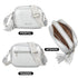 Bolso bandolera mujer pequeño de cuero PU dos compartimentos y dos bandoleras, bolso mensajero para cruzar polipiel regalo original para mujer - Plata