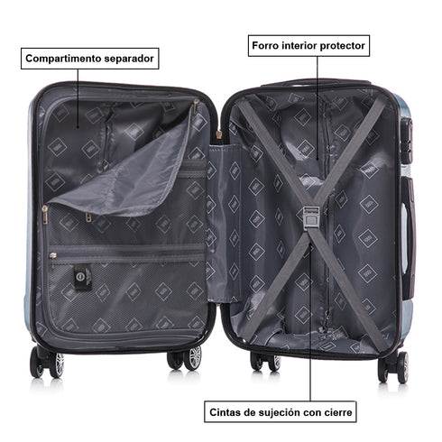 Maleta Cabina 55x39x21cm Policarbonato 45L - 20 Pulgadas Azul - Seda