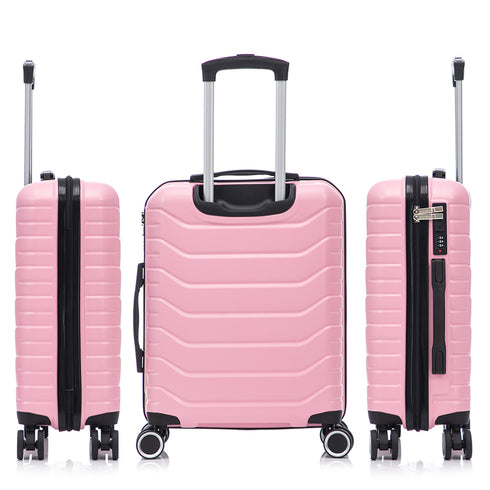 RAYKONG Maleta Mediana Expandible ABS+Policarbonato 66x45x27.50cm - 30cm Extendido | 82L - 90L | 24 Pulgadas |23kg semirígidas candado combinación - RosaClaro