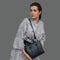 Bolso bandolera mujer de piel con asas de mano azul marino Mercedes