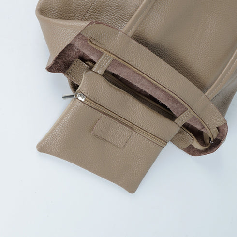 Bolso shopper para mujer de piel para personalizar khaki Amy