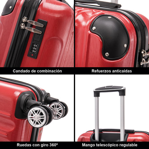 Maleta Cabina 55x40x20cm Policarbonato (44L) - 20 Pulgadas - Rojo