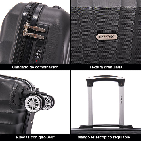 Raykong Maleta Cabina ABS 55x40x20cm (44L) - 20 Pulgadas Negro - Waves
