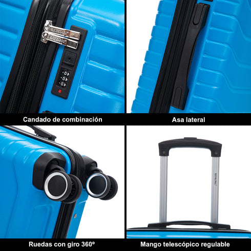 RAYKONG Maleta Mediana Expandible ABS+Policarbonato 66x45x27.50cm - 30cm Extendido | 82L - 90L | 24 Pulgadas |23kg semirígidas candado combinación - Turquesa