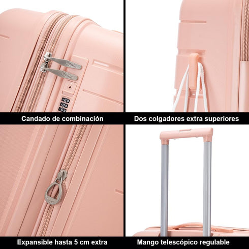 1990s Maleta Mediana extensible 65cm - Bass (Rosa Claro)