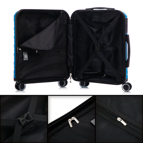 RAYKONG Maleta Mediana Expandible ABS+Policarbonato 66x45x27.50cm - 30cm Extendido | 82L - 90L | 24 Pulgadas |23kg semirígidas candado combinación - Turquesa