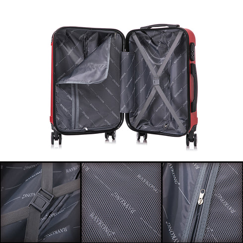 RAYKONG Maleta Mediana ABS 66x43x25cm | 71L | 24 Pulgadas | hasta 23kg semirígidas - Rojo