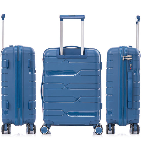 Maleta de cabina 55x38x22 cm (44L) Polipropileno - Candado Incrustado - 20 Pulgadas - Azul marino - Bass