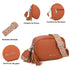 Bolso bandolera mujer pequeño de cuero PU dos compartimentos y dos bandoleras, bolso mensajero para cruzar polipiel regalo original para mujer - Marrón