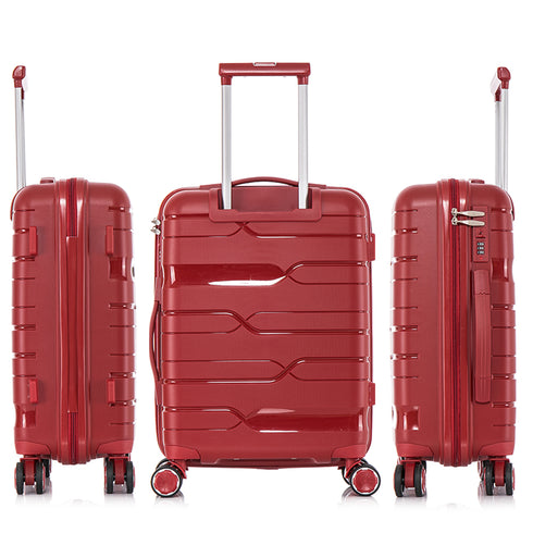 Maleta de cabina 55x38x22 cm (44L) Polipropileno - Candado Incrustado - 20 Pulgadas - Burdeos - Bass