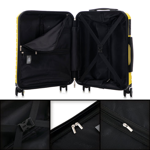 Raykong Juego de maletas 3 piezas | Maleta Cabina 55cm | Mediana Expansible 65cm | Grande Expansible 75cm - Watt (Amarillo)