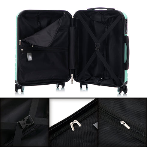Conjunto de 4 Maletas ABS+PC|Neceser 29cm|Cabina 55x40x20cm|Mediana Expandible 20kg-23kg - 66x45x27.50-30cm|Grande Expandible 23kg-25kg - 75x49x31-33.50cm | Menta