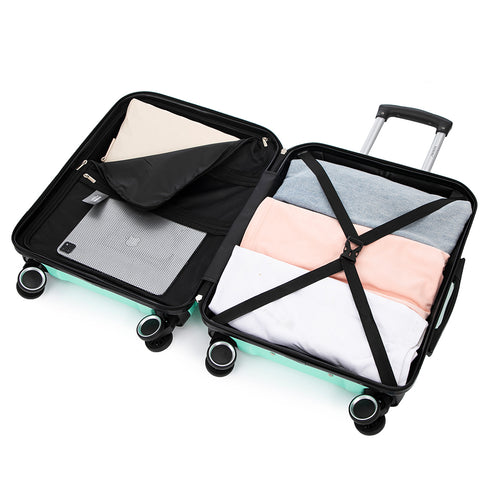 Conjunto de 3 Maletas|Neceser 29x35x16.50cm|Maleta Cabina ABS+PC 55x40x20cm|Mediana Expandible 20kg-23kg - 66x45x27.50-30cm | Menta